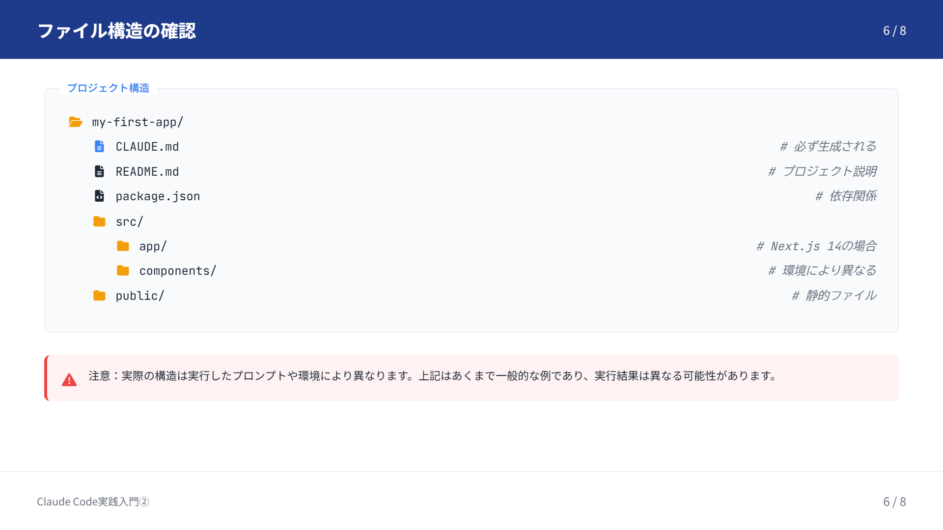 プロジェクトのファイル構造の確認